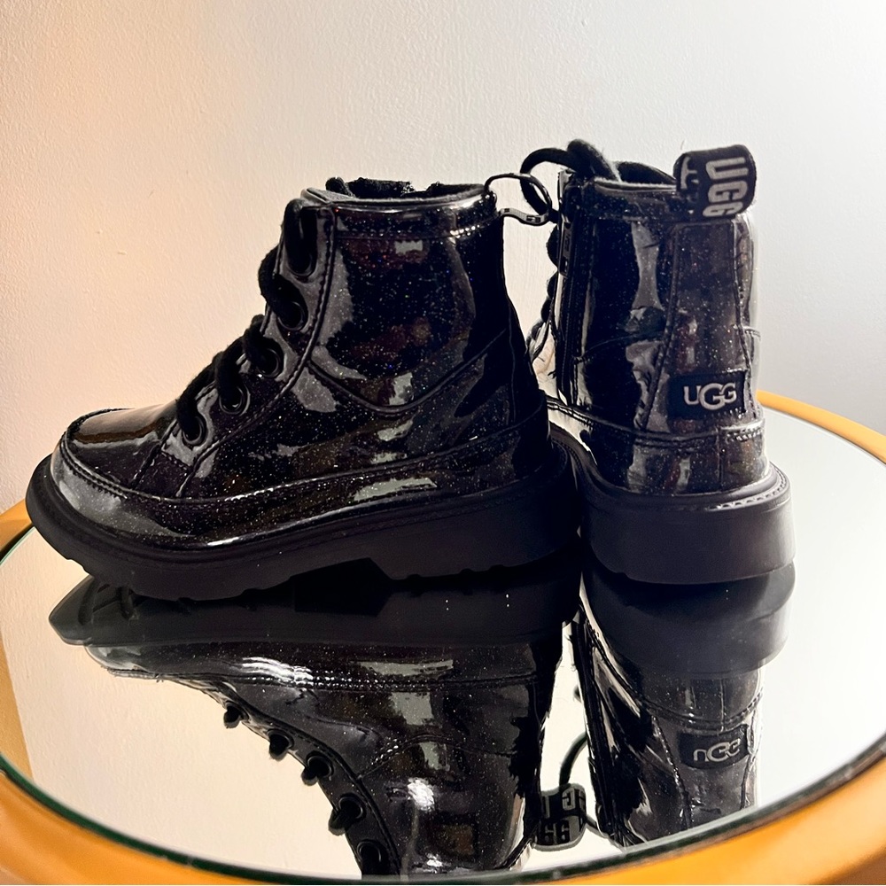 Uggs UGG Kids Robley Glitter Black Combat Boots Size 11
